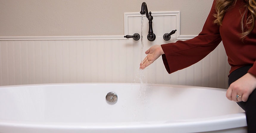 Labor tub being filled at Moonrise Health and Birth Center.