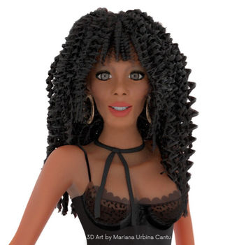 3D fan art of Donna Summer, featuring realistic hair simulation using CFX techniques that capture her iconic disco-era  style