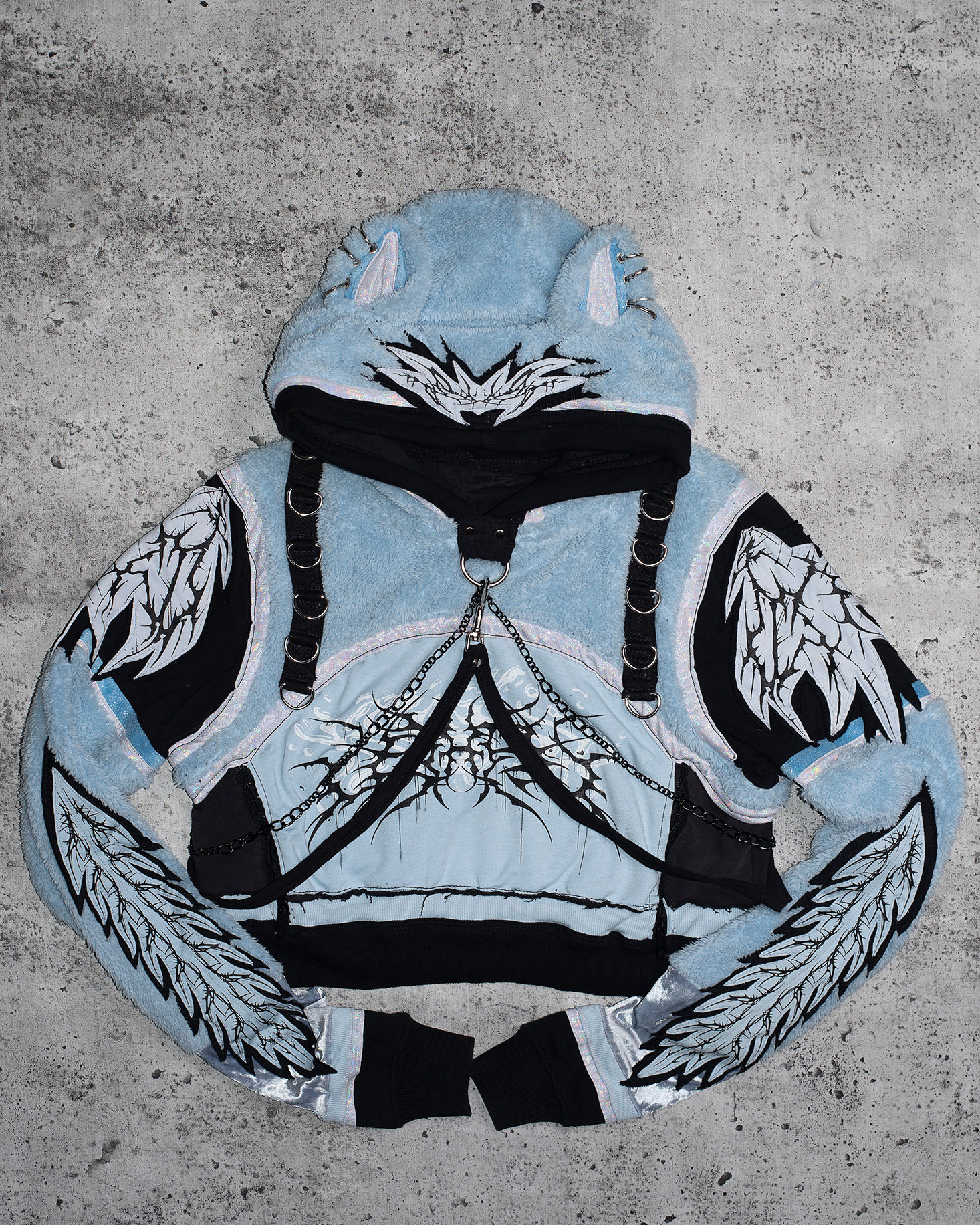 Baby Blue Kitty - Crop-Hoodie