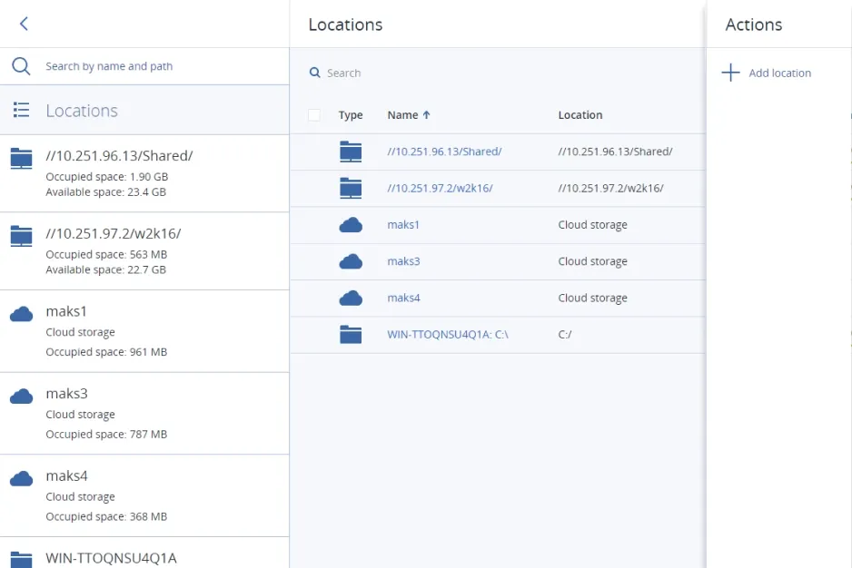 Ilustração de parte do dashboard de Acronis