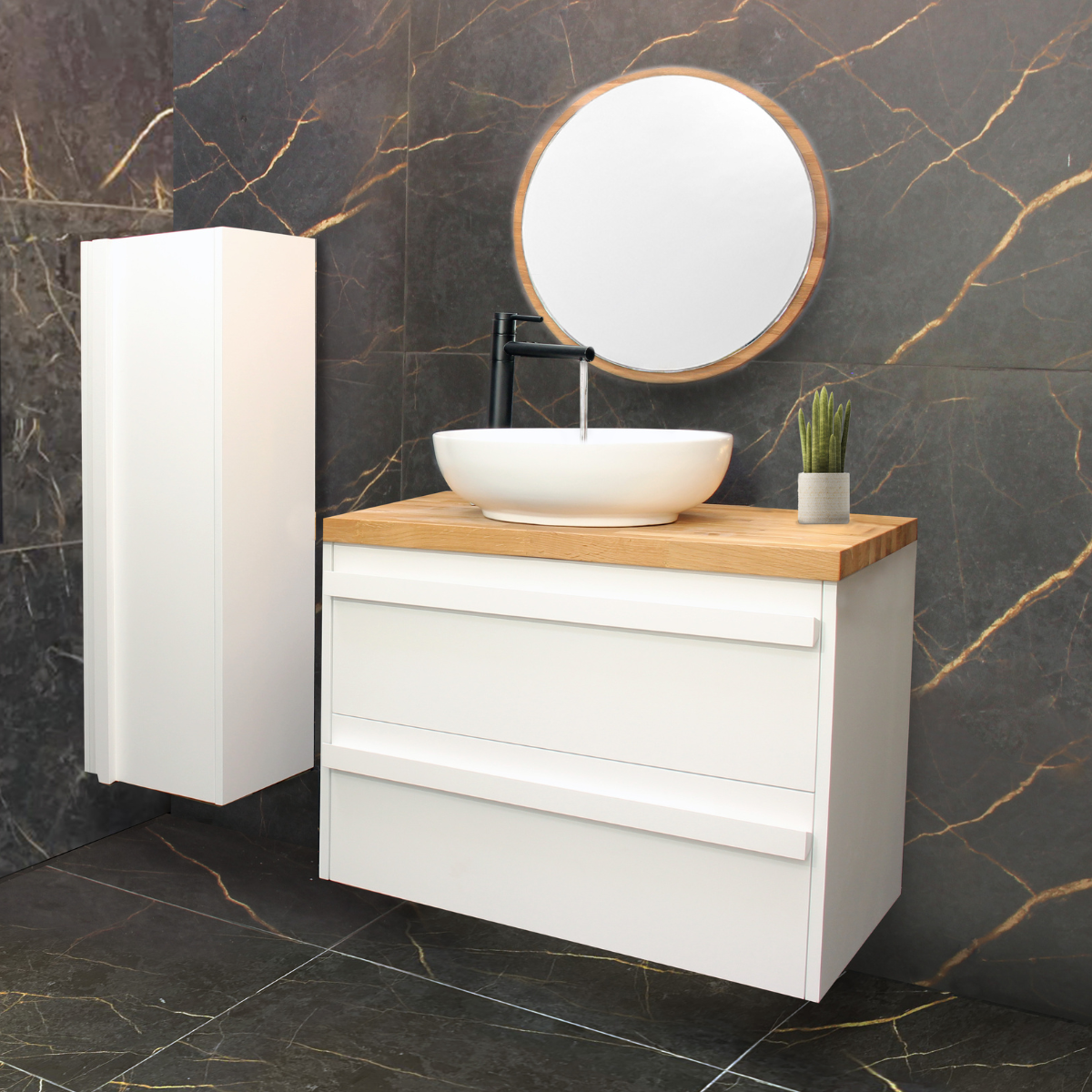 ארון אמבטיה עם כיור וארון מובנה דגם רוז