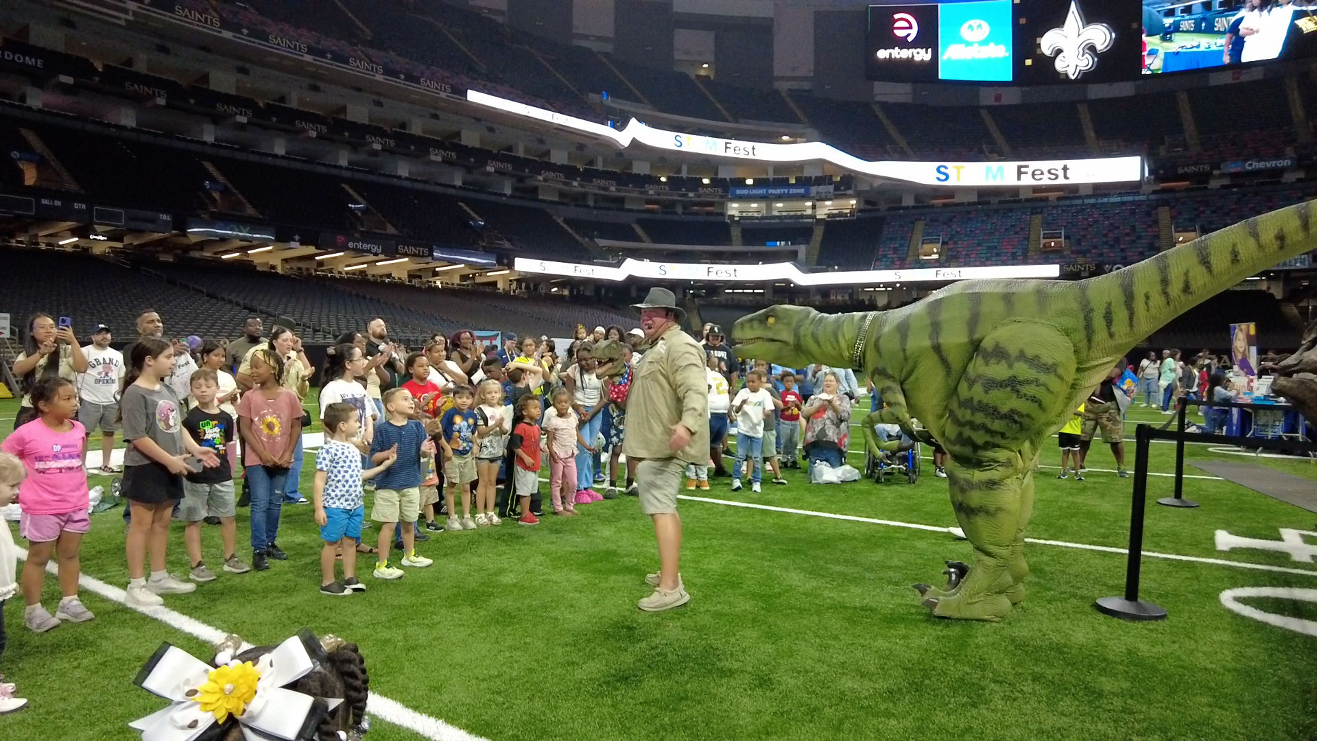Dinosaur show in the superdome by Ranger Martin from the dinosaur experience