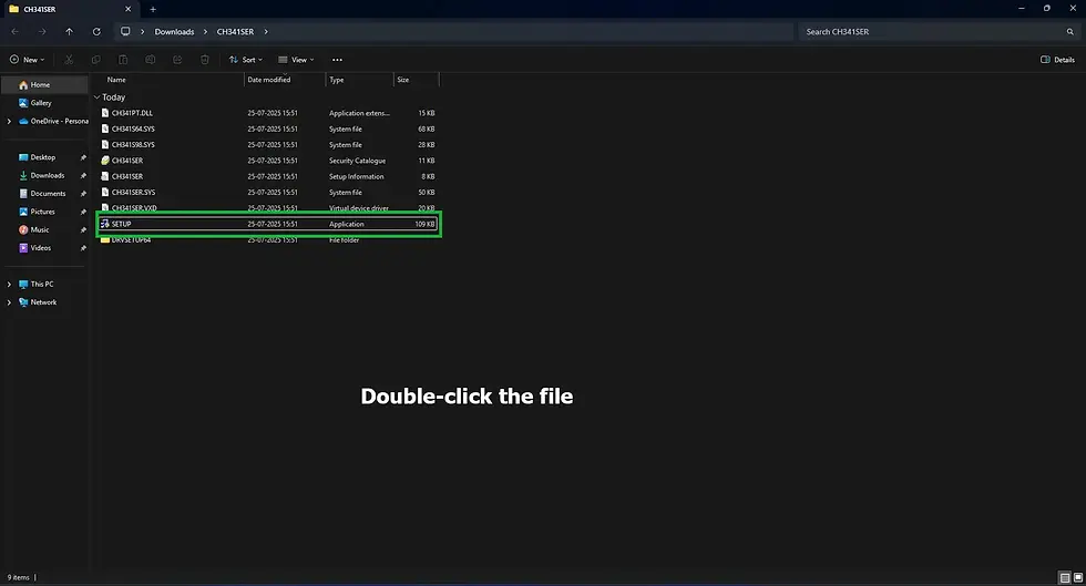 CH340 DRIVER INSTALLATION (Double click the setup.exe file)