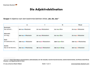 Wiederhole die Adjektivdeklination!