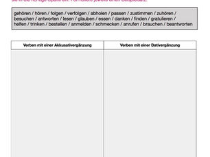 Übung: Verben mit Akkusativ- oder Dativergänzung?