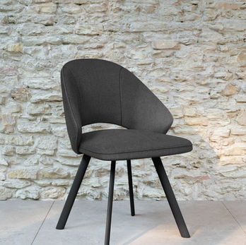 Chaise grise élégante, piétement noir, Meubles Crouzy