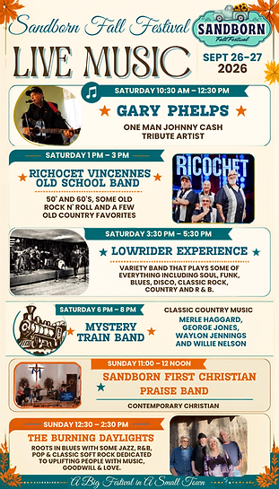 Redesign this festival live music list into a more visually appealing community event post