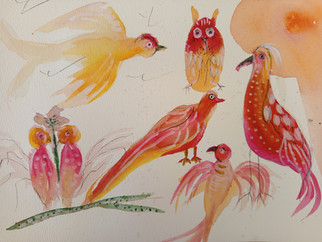 ציור תלמידה בהשראת הציפורים של טרי