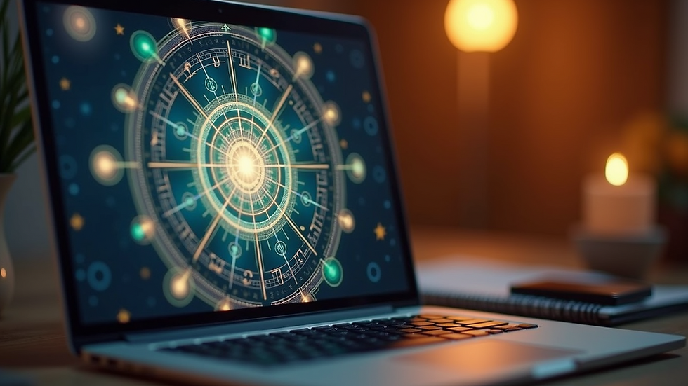 Eye-level view of a laptop screen showing a vastu consultation session