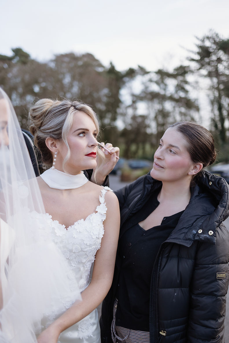 Meg and Bride makeup touch up