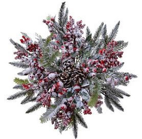 Etoile déco baies rouges givre Vert