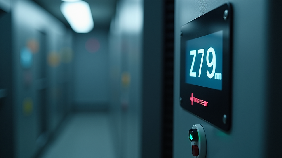 Close-up view of digital temperature control panel on cooling equipment