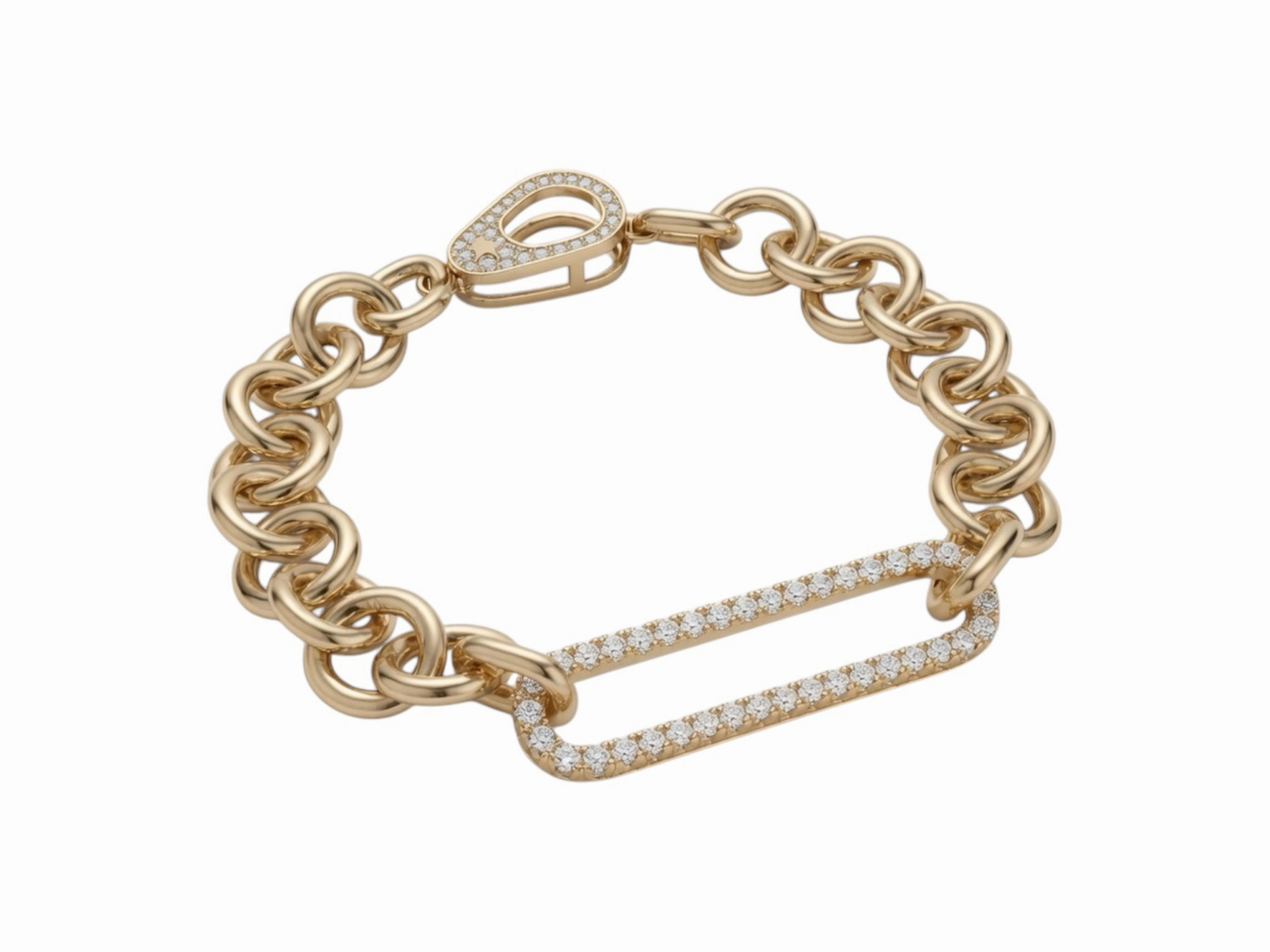 Diamond Link Bracelet In 18K Gold