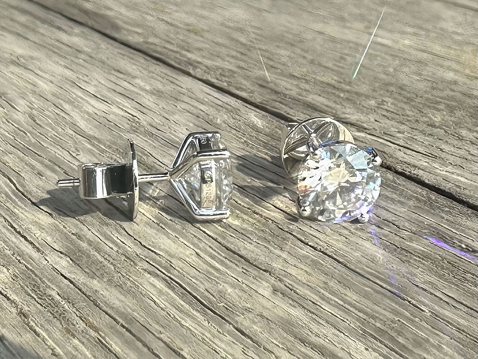 Thumbnail: Brilliant Round Lab Grown Four Prong Solitaire Stud Earrings in 18K Gold