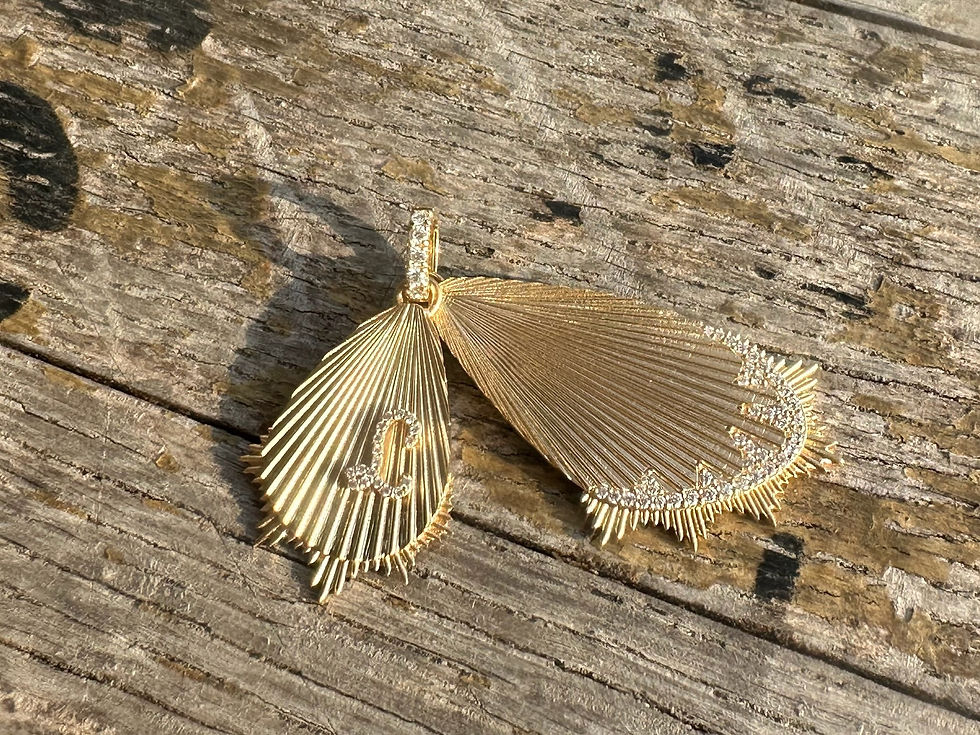 縮圖：Butterfly Wings With Diamond Initial in 18K Gold