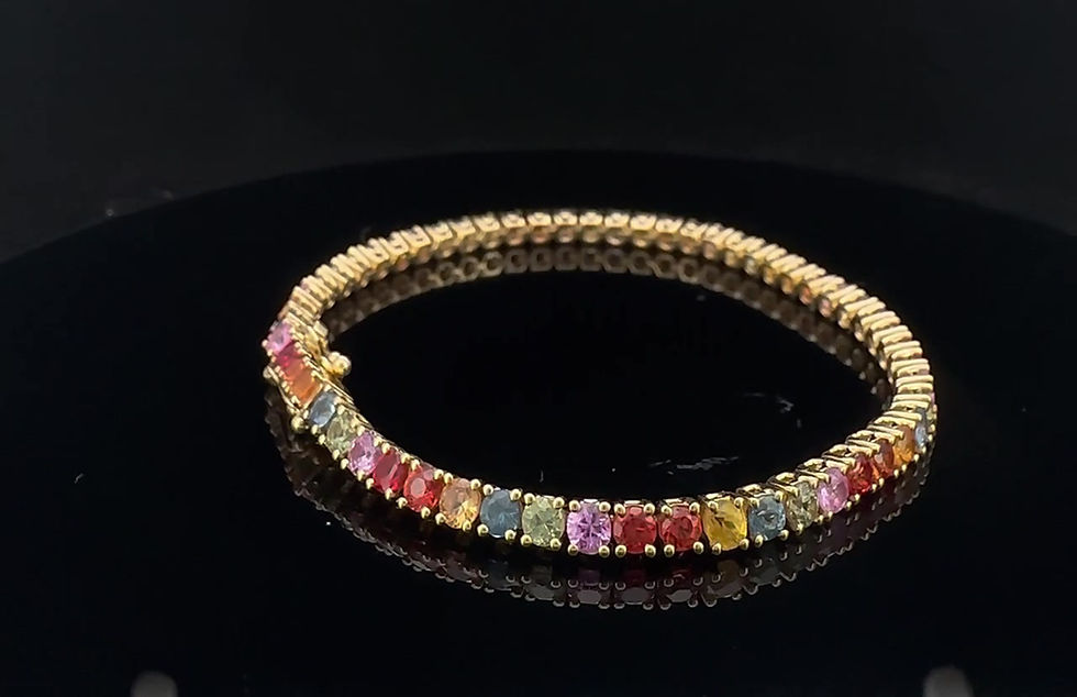 Thumbnail: Small Multi-Colored Gemstone Bracelet in 18K Gold