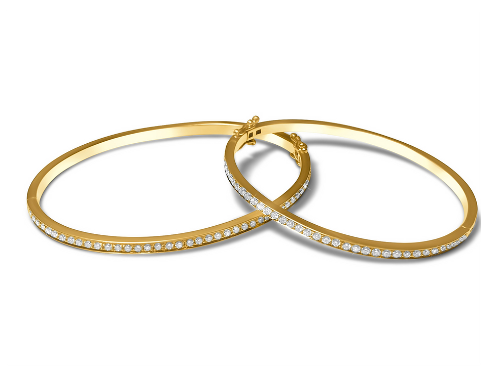 Thumbnail: Full Diamond Bangle in 18K Yellow Gold