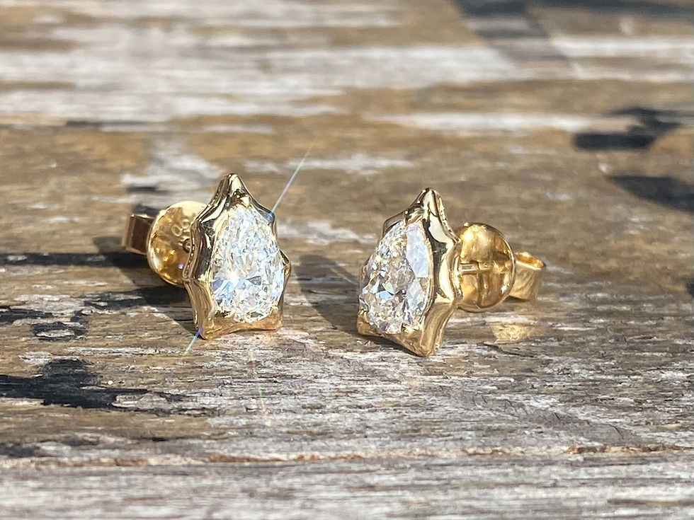 縮圖：Pear Lab Grown Diamond Stud Earrings in 18K Gold
