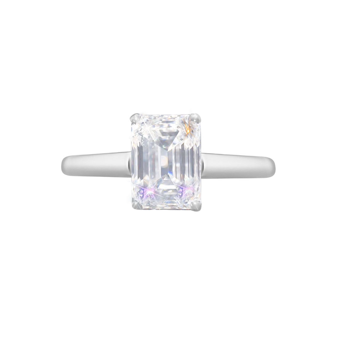 Emerald Cut Diamond (1.0 cts G, GIA) Engagement Ring in 18K Gold