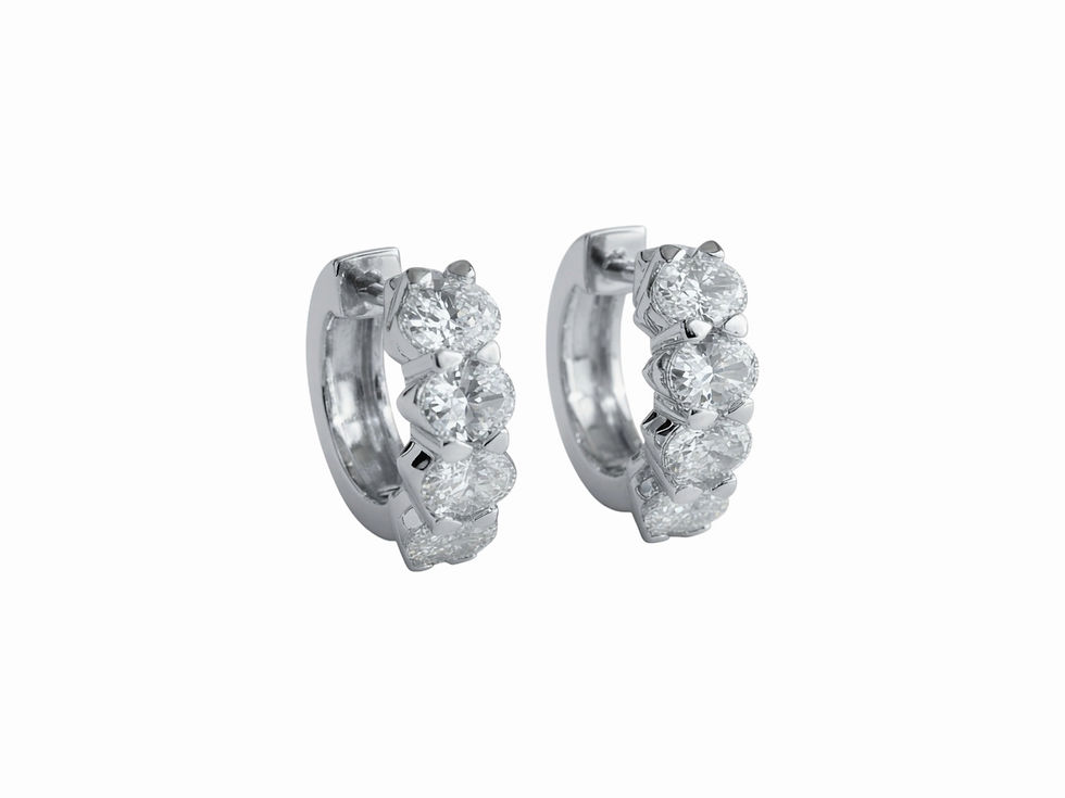 Thumbnail: Oval Cascade Diamond Hoop Earrings in 18K Gold