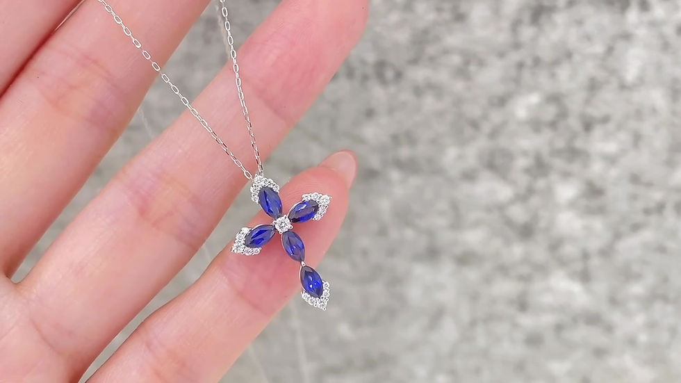 Thumbnail: Ruby Diamond Cross Necklace in 18K Gold