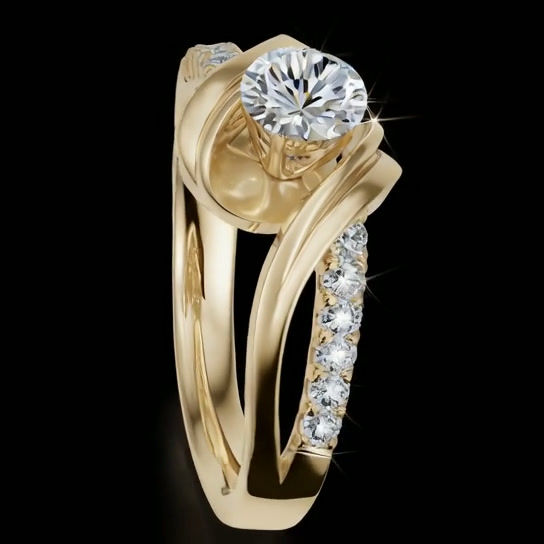 Thumbnail: Twisted Infinity Diamond Ring in 18K Gold
