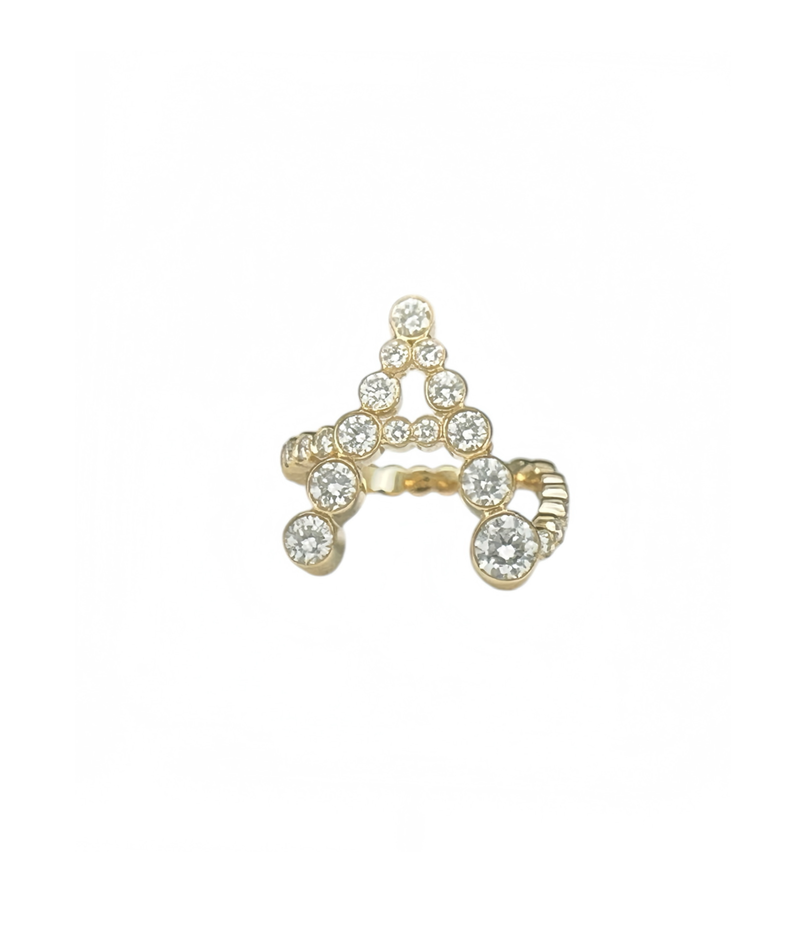 Initial A Diamond Ring in 18K Gold