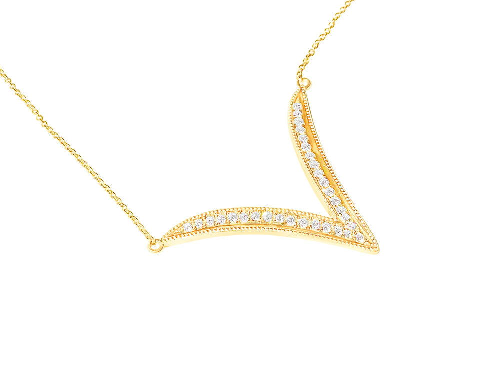 縮圖：Big V Diamond Necklace in 18K Gold
