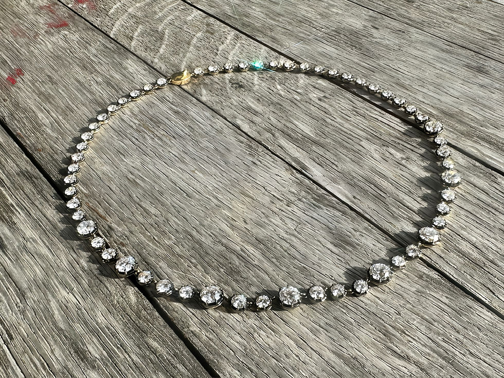 縮圖：22ct Lab Grown Diamond Button Back Necklace in 18K Gold