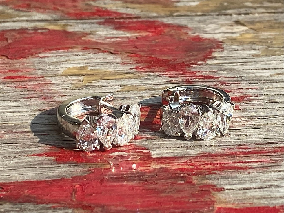 縮圖：Pear Shaped Diamond Hoop Earrings in 18K Gold