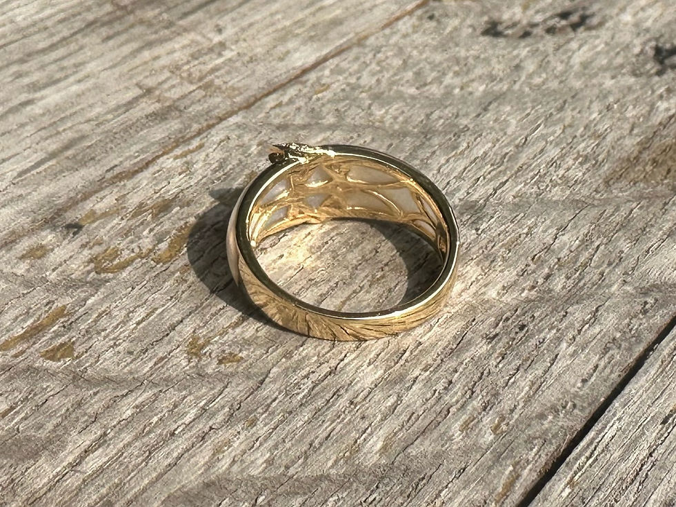 Thumbnail: Natural Mother of Pearl Diamond Ring in 18K Gold