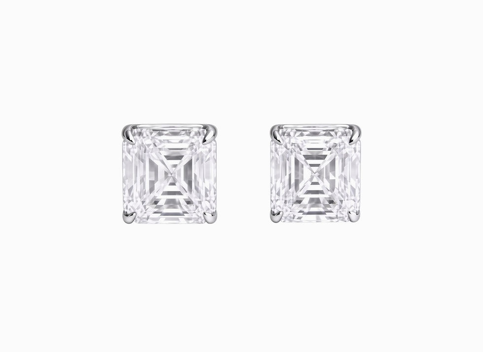 Thumbnail: Asscher Lab Grown Diamond Studs Earrings in 18K Gold