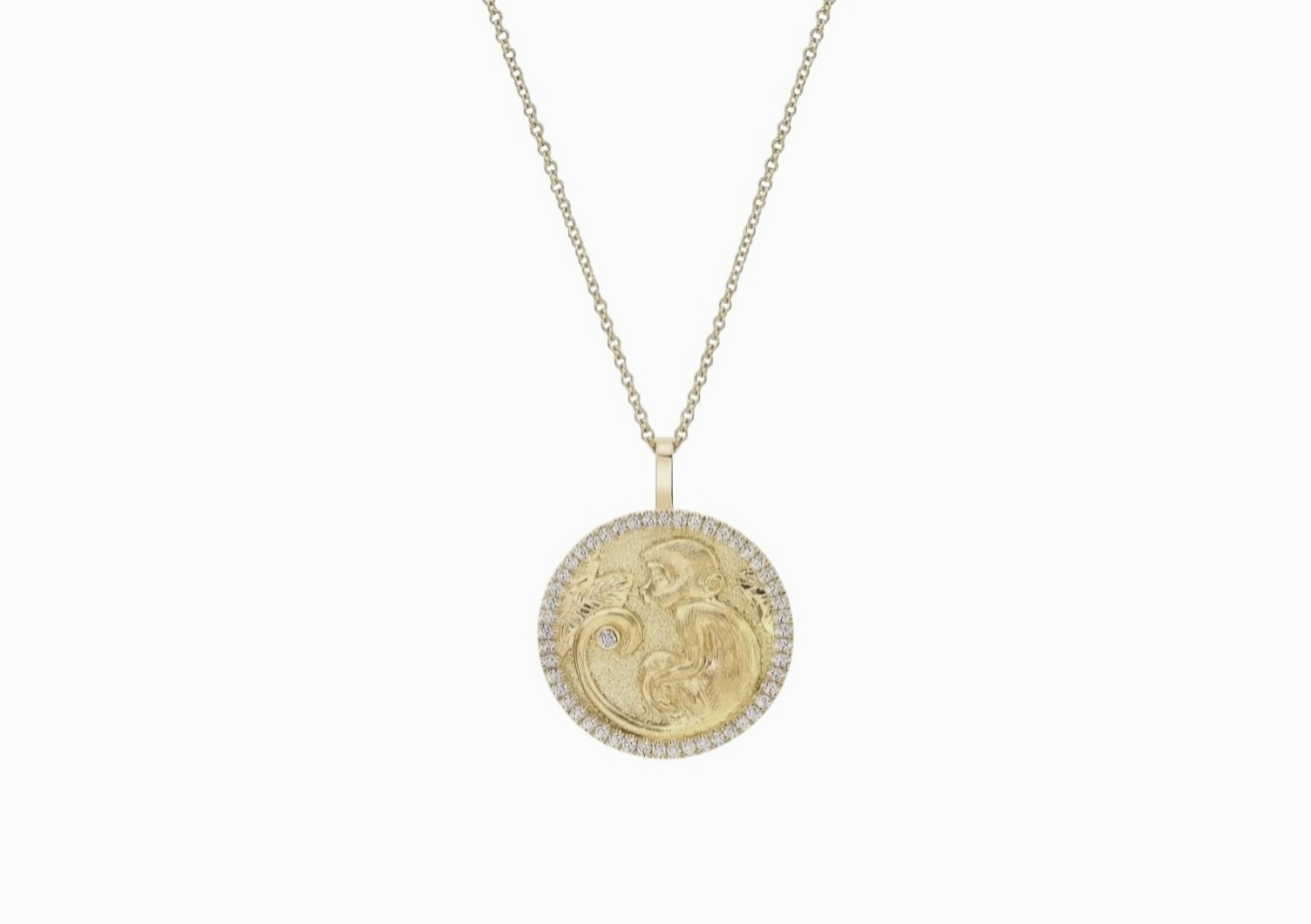 Monkey Talisman Diamond Necklace in 18K Gold
