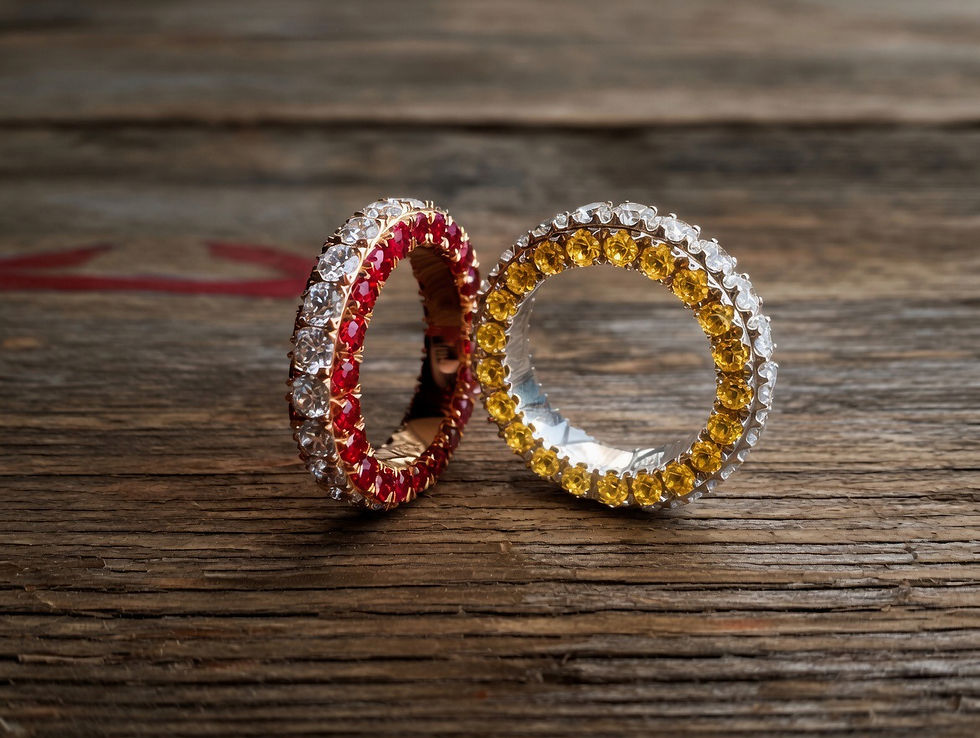Thumbnail: 3 Sided Eternity Band With Natural Yellow Sapphire  in 18K Gold