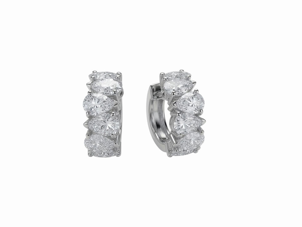 Thumbnail: Lab Grown Pear Shape Diamond Hoop Earrings in 18K Gold