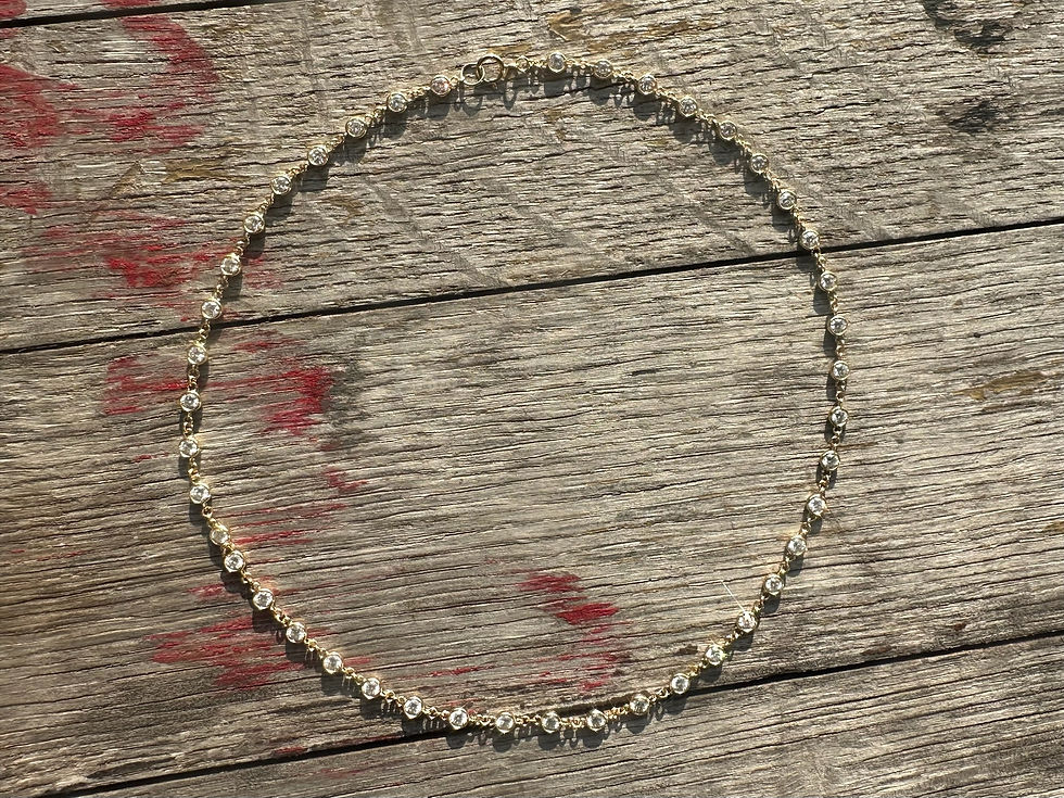 縮圖：Bezel Set Tennis Diamond Necklace in 18K Gold