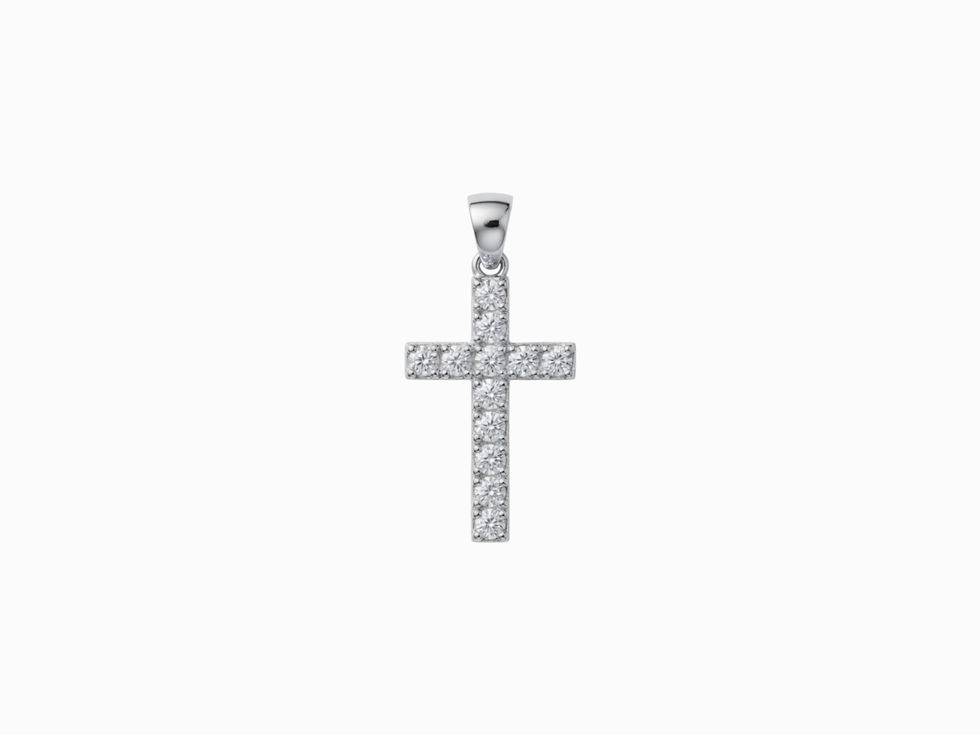 Thumbnail: Brilliant Round Diamond Cross Pendant in 18K Gold