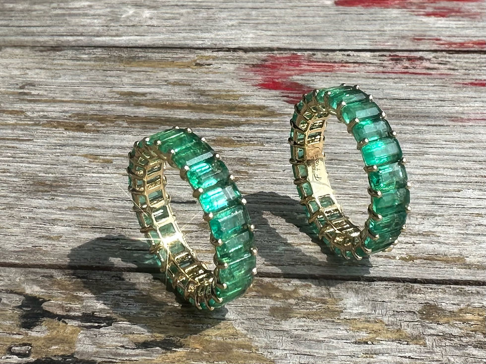 Thumbnail: Natural Emerald Eternity Band in 18K Gold