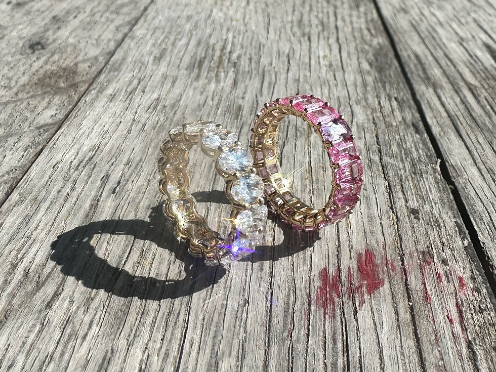 Thumbnail: Natural Pink Sapphire Eternity Band in 18K Gold