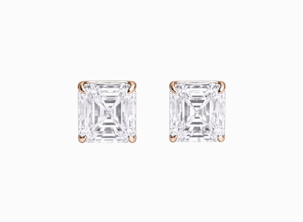 Thumbnail: Asscher Lab Grown Diamond Studs Earrings in 18K Gold