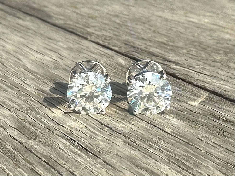 縮圖：Brilliant Round Lab Grown Four Prong Solitaire Stud Earrings in 18K Gold