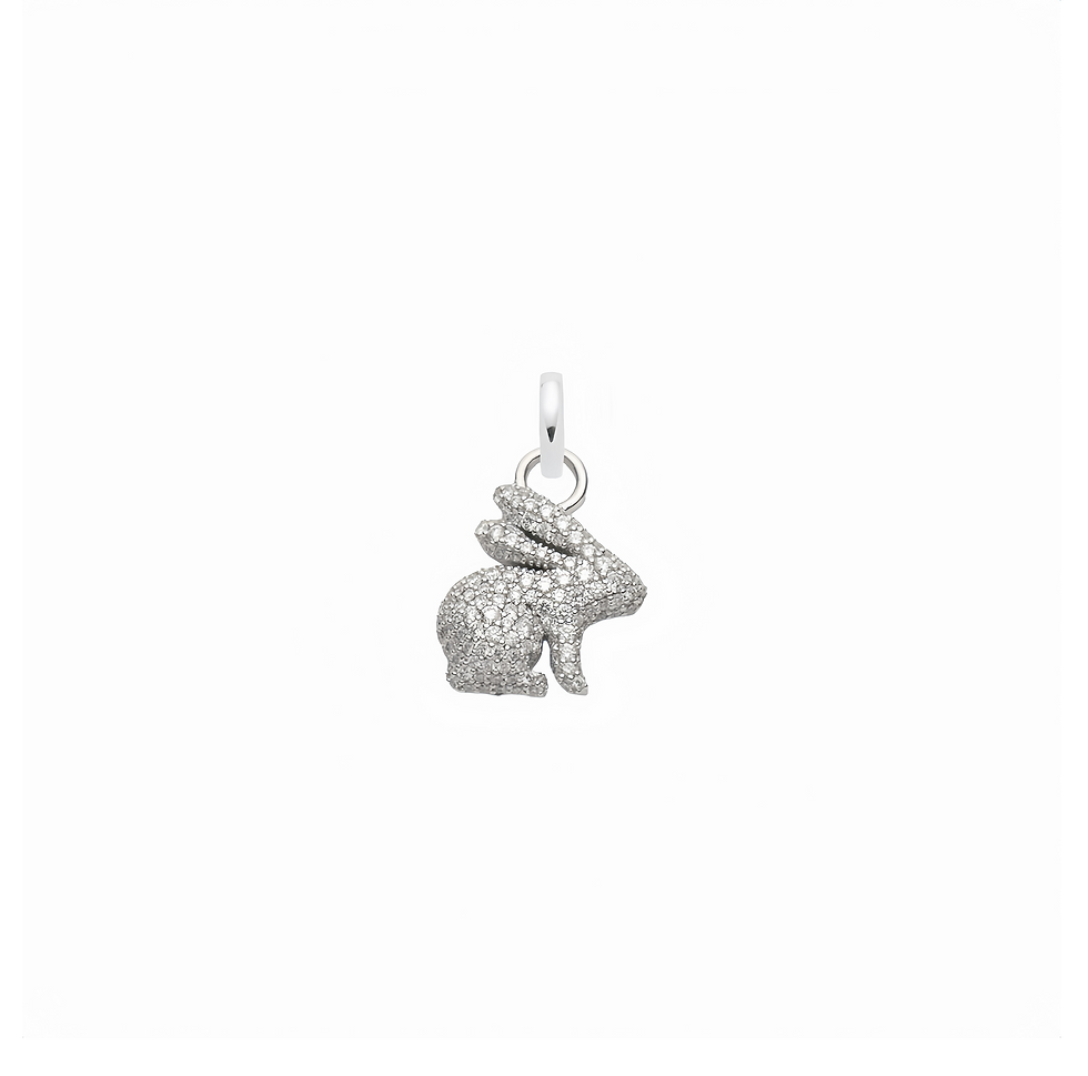 縮圖：Pave Diamond Bunny Pendant in 18K Gold With An Open Hoop