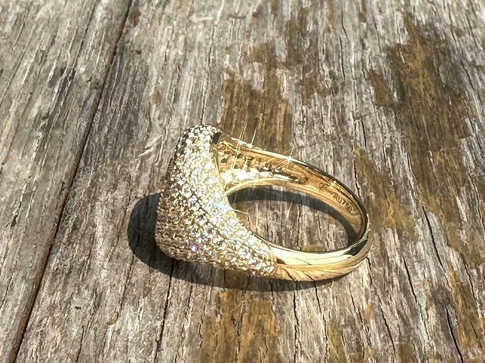 Thumbnail: Center Baguette Pave Diamond Ring in 18K Gold