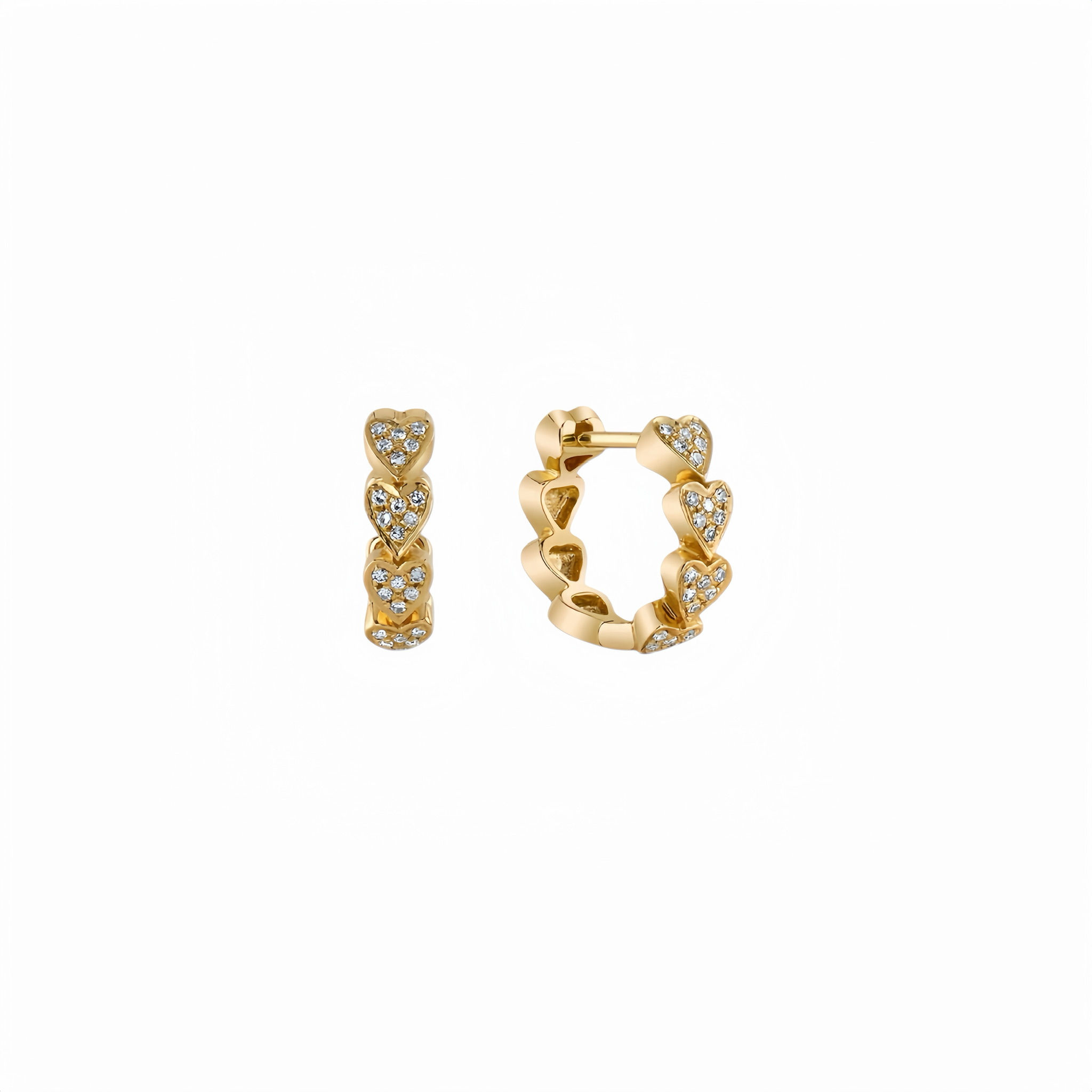 Heart Shape Pave Diamond Hoops in 18K Gold