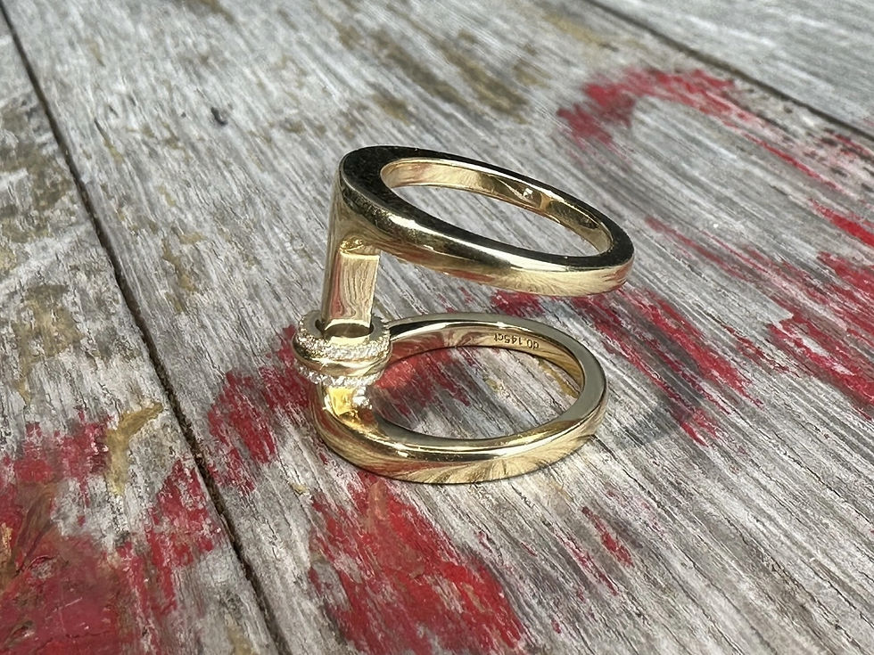 縮圖：Solid Gold Ring With Gold And Pave Diamond Annulets in 18K Gold