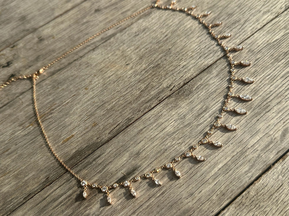 縮圖：Brilliant Round And Marquise Diamond Drop Necklace in 18K Gold Large Model