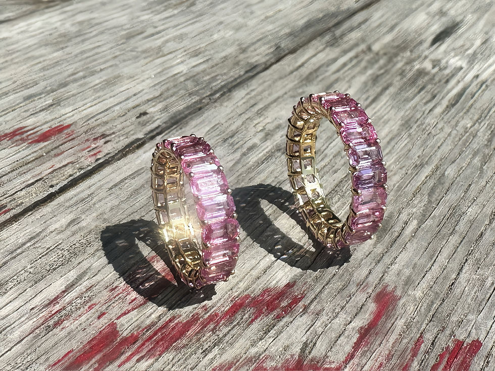 Thumbnail: Natural Pink Sapphire Eternity Band in 18K Gold