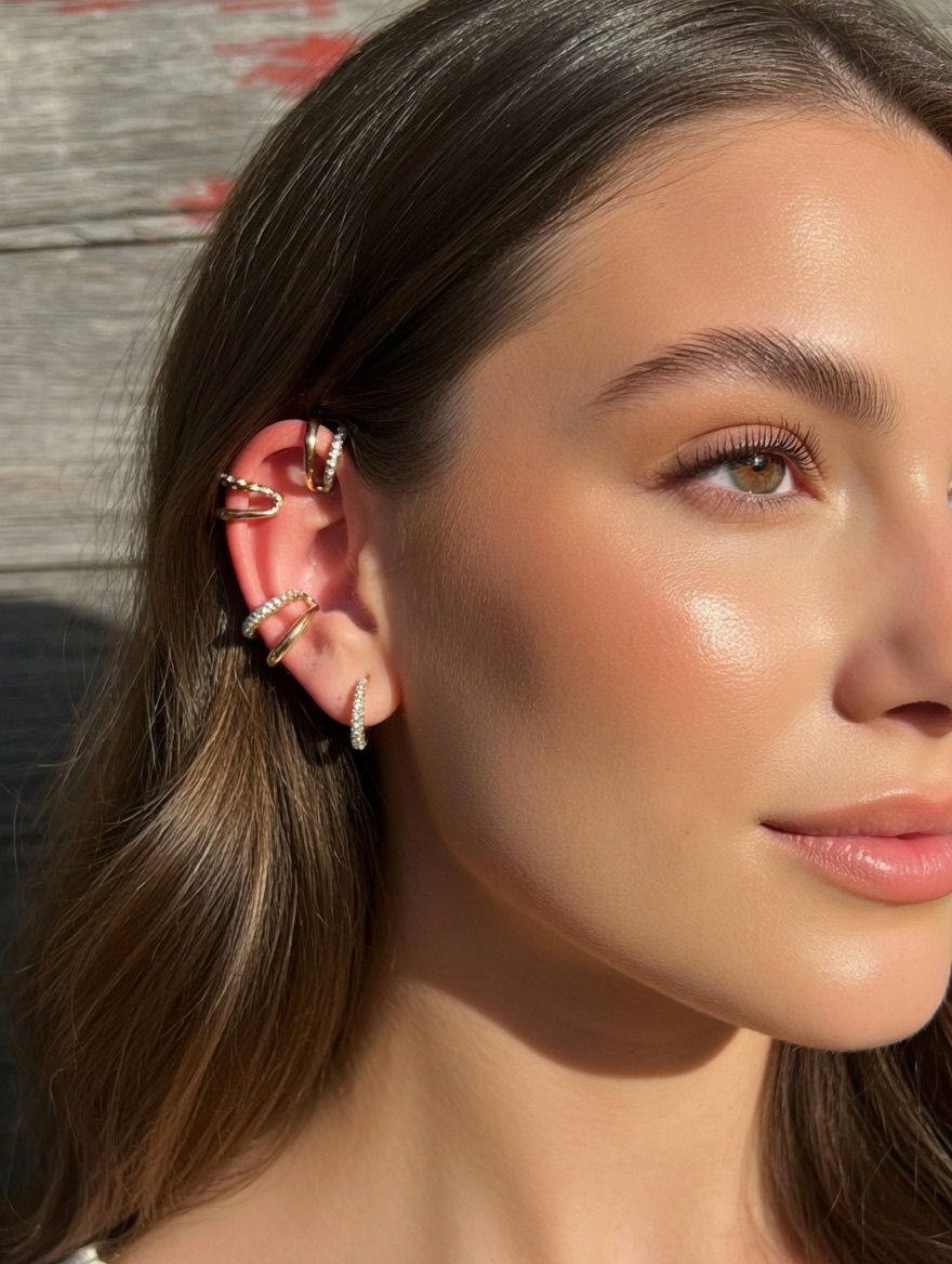 Thumbnail: Intertwin Cuff Diamond Earring in 18K Gold