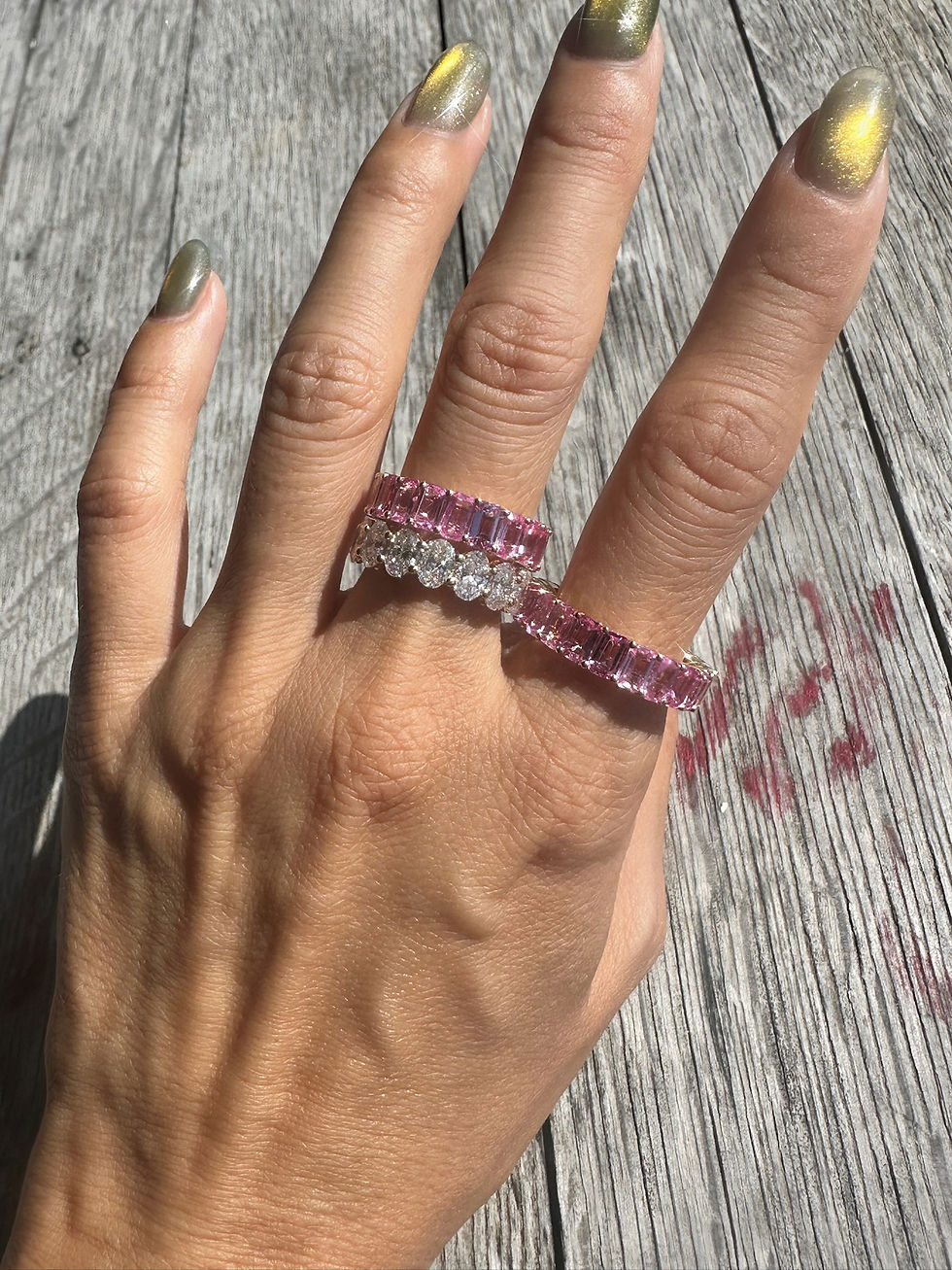 Thumbnail: Natural Pink Sapphire Eternity Band in 18K Gold