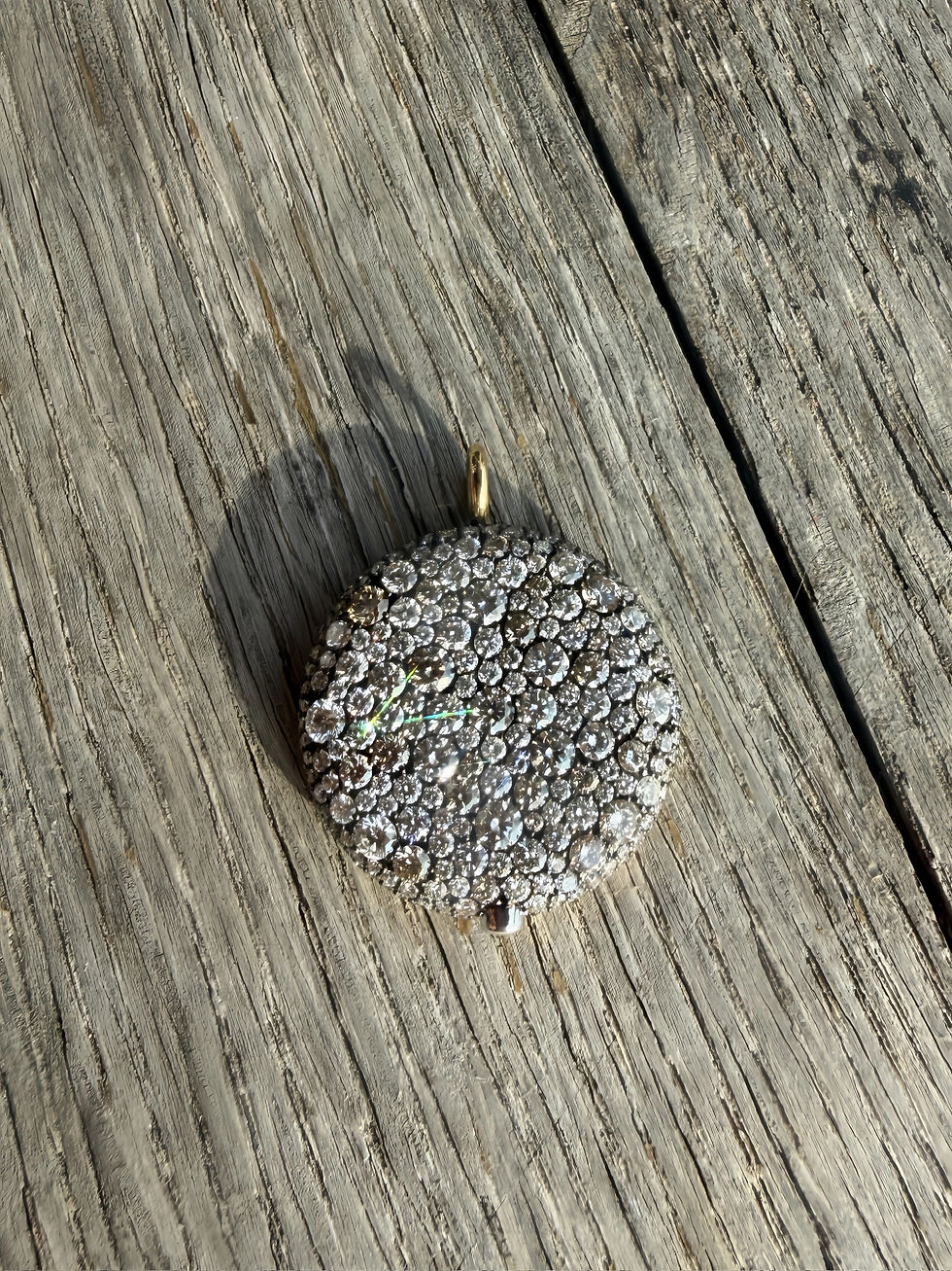 Thumbnail: Large Champagne Diamond Pebble Locket